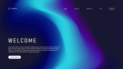 Abstract wave futuristic design of landing page. gradient mesh design