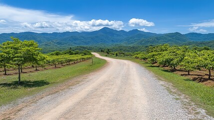 Naklejka premium Fertile Peach Orchard in Full Bloom During Harvest Time, Showcasing Lush Fruit-Laden Trees and Abundant Peaches Ready for Picking. The Image Highlights the Bounty of the Orchard and the Rich, 