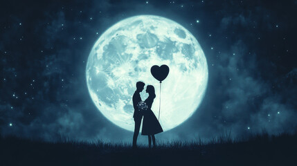 Fototapeta premium Love Under Full Moon.