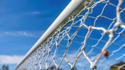 The Goal: Two vertical posts connected by a crossbar, with a net to catch the ball, measuring 7.32 meters wide by 2.44 meters high as standard dimensions.
