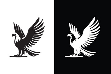Sleek Eagle in Flight Icon. Bold Black and White Design
