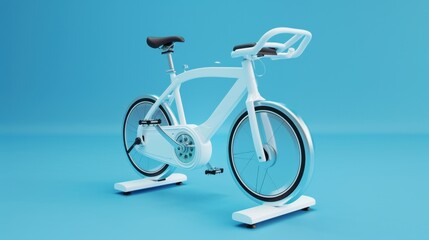 Fototapeta premium Exercise Bike: A stationary cardio bike offering adjustable resistance and digital monitors for tracking time, distance, and calories during workouts. 