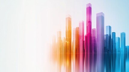 Fototapeta premium A colorful cityscape with a blurred background of buildings, AI