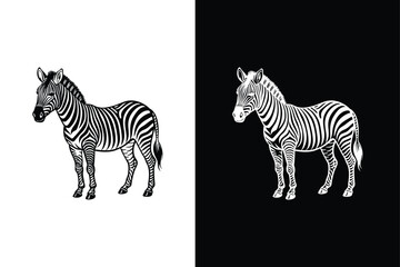 Black Zebra Logo Template. Artistic Animal Silhouette for Icon Designs