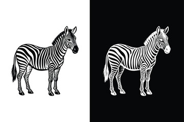 Obraz premium Elegant Black Zebra Logo. Iconic Animal Silhouette Design Template