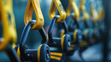 Fototapeta premium TRX Suspension Trainer: A versatile strap system anchored to a fixed point, using bodyweight for resistance, ideal for full-body strength and balance-focused workouts. 