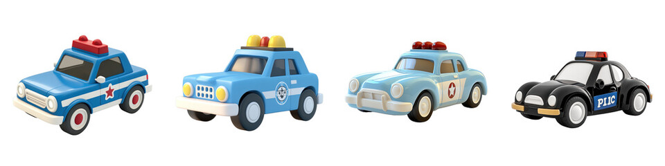 3D of a toy police car on a transparent background.