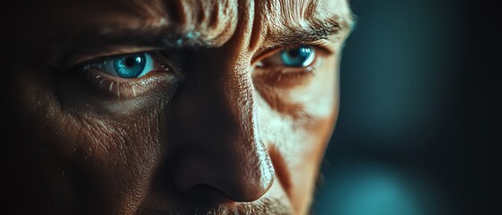 Crying mans face in TV light, 4K resolution, sharp focus, captured with Nikon D810,  25 aperture, focal length detail