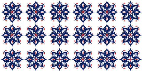 Seamless pattern with blue Mediterranean wallpaper tiles