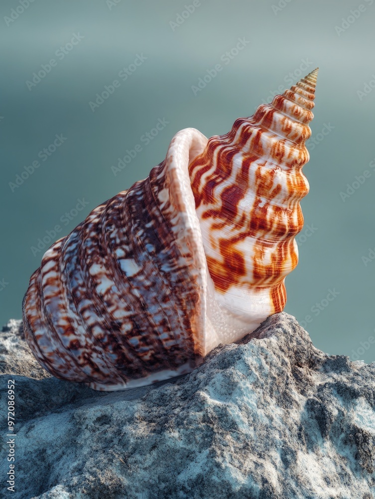 Sticker sea shell on rock