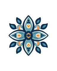 Floral Blue Oriental Vintage Tile Patterns, Seamless Azulejos Design in Vector Illustration