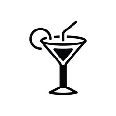 Black solid icon for cocktail