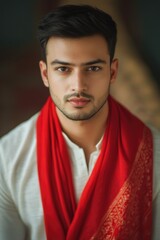 Fototapeta premium Man with Red Scarf