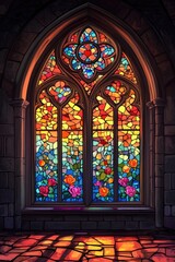 Stained Glass Window Stone Building