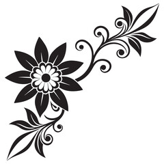 Abstract Floral Corner Silhouette Vector Art