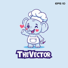 Obraz premium Elephant chef logo, vector, mascot, character, cartoon, illustration, eps10