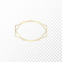 Geometric gold frame. Luxury golden shape for invitation. Vector decorative art deco template