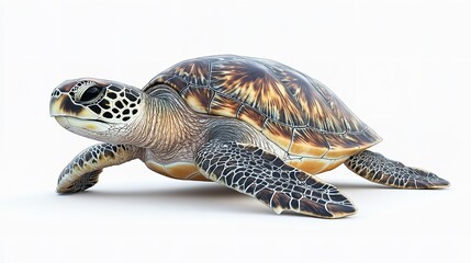 Obraz premium a serene sea turtle isolated on a white background, highlighting its graceful movements and ancient wisdom PNG