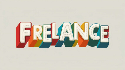 Freelance word colorful lettering retro concept on plain white background