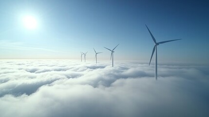 Wind Turbines Above the Clouds.