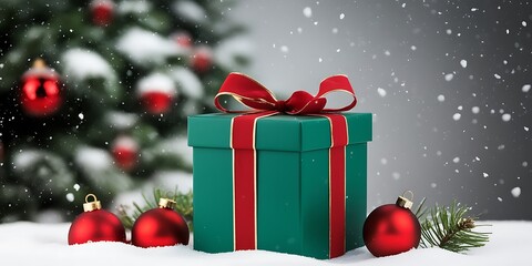 Elegant Christmas Setting with Decorated Tree, Fireplace, and Pile of Wrapped Gifts