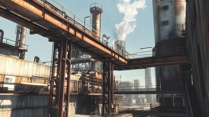 A Rusty Walkway in an Industrial Complex