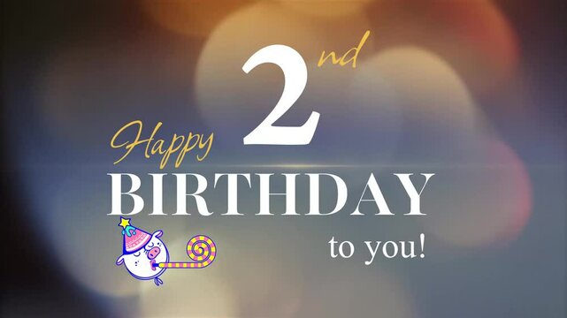 2nd Happy Birthday, with gold particles Background, 2nd Year Happy Birthday Wishes Greeting card, birthday card, invitation card, Celebration, party, Birthday wishes