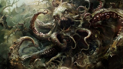 Dark Fantasy Monster Illustration: A Nightmarish Creature