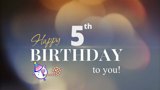 5th Happy Birthday, with gold particles Background, 5th Year Happy Birthday Wishes Greeting card, birthday card, invitation card, Celebration, party, Birthday wishes