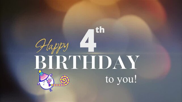 4th Happy Birthday, with gold particles Background, 4th Year Happy Birthday Wishes Greeting card, birthday card, invitation card, Celebration, party, Birthday wishes