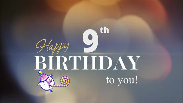 9th Happy Birthday, with gold particles Background, 9th Year Happy Birthday Wishes Greeting card, birthday card, invitation card, Celebration, party, Birthday wishes