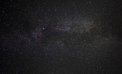 The milky way galaxy is shining brightly in the dark night sky, full of bright stars