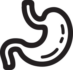 stomach icon, black and white flat vector 