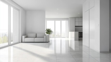 Obraz premium Minimalist White Living Room Interior Design