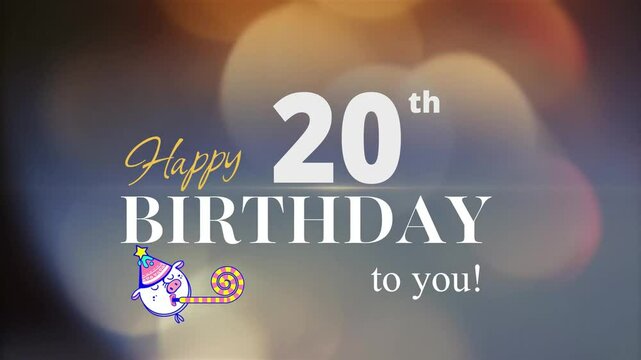 20th Happy Birthday, with gold particles Background, 20th Year Happy Birthday Wishes Greeting card, birthday card, invitation card, Celebration, party, Birthday wishes