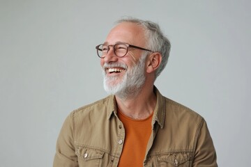 Senior man with grey hair smiling confidently.