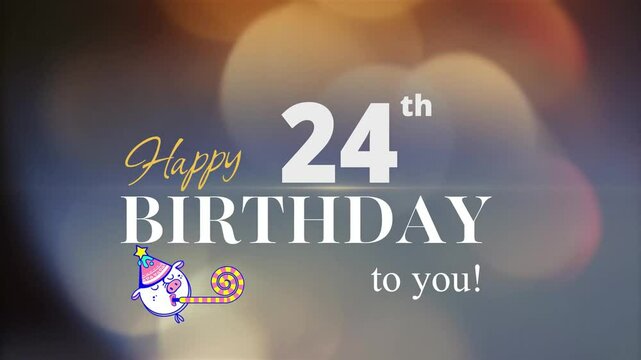 24th Happy Birthday, with gold particles Background, 24th Year Happy Birthday Wishes Greeting card, birthday card, invitation card, Celebration, party, Birthday wishes