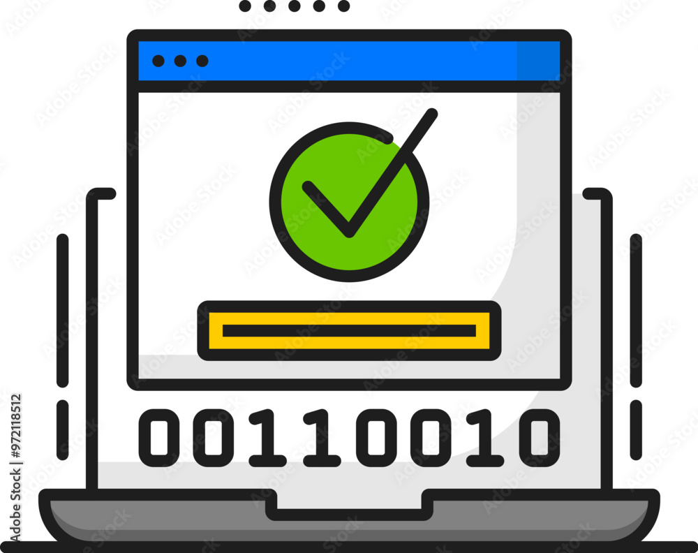 Fototapete laptop system software update successful loading line icon. pc application develop technology, softw