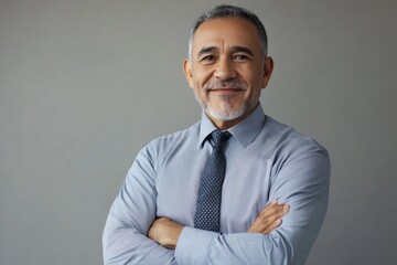 Smiling mature businessman in shirt and tie portrait.