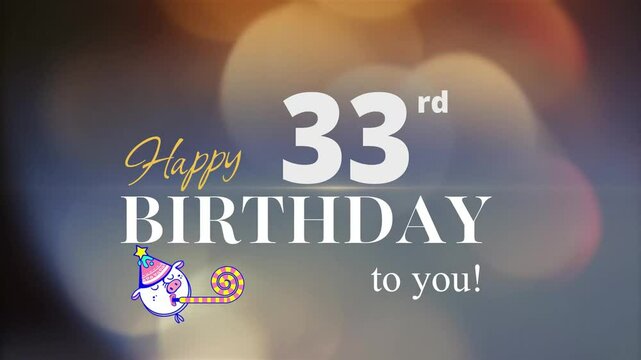 33rd Happy Birthday, with gold particles Background, 33rd Year Happy Birthday Wishes Greeting card, birthday card, invitation card, Celebration, party, Birthday wishes