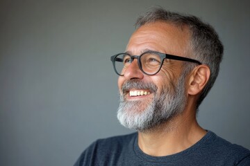 Fototapeta premium Happy senior man with glasses smiling confidently.