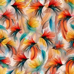 Colorful bird pattern wallpaper, ideal for vibrant home decor and creative projects
