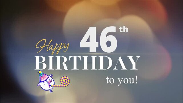 46th Happy Birthday, with gold particles Background, 46th Year Happy Birthday Wishes Greeting card, birthday card, invitation card, Celebration, party, Birthday wishes