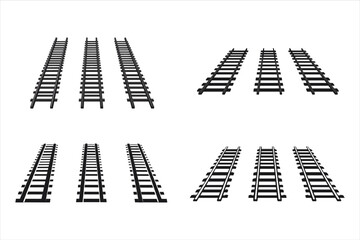 Train railway road rails constructor elements vector illustration 