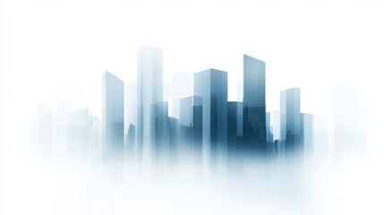 Obraz premium A city skyline in the distance with blue and white clouds, AI
