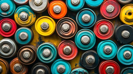 Colorful Collection of Used Batteries