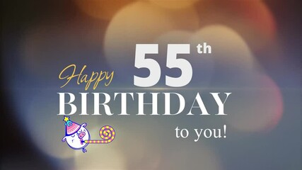 55th Happy Birthday, with gold particles Background, 55th Year Happy Birthday Wishes Greeting card, birthday card, invitation card, Celebration, party, Birthday wishes