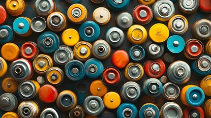 Colorful Circular Pattern of Worn Metal Caps
