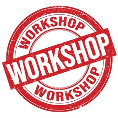 WORKSHOP text written on red round stamp sign