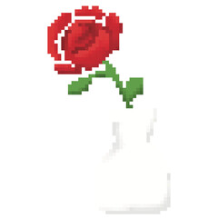 Rose in flower vase pixel art
